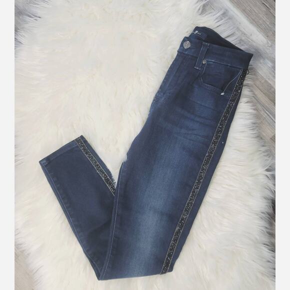NWT 7 For All Mankind Gwen Skinny Embellished Jeans - 25 waist - Picture 3 of 11